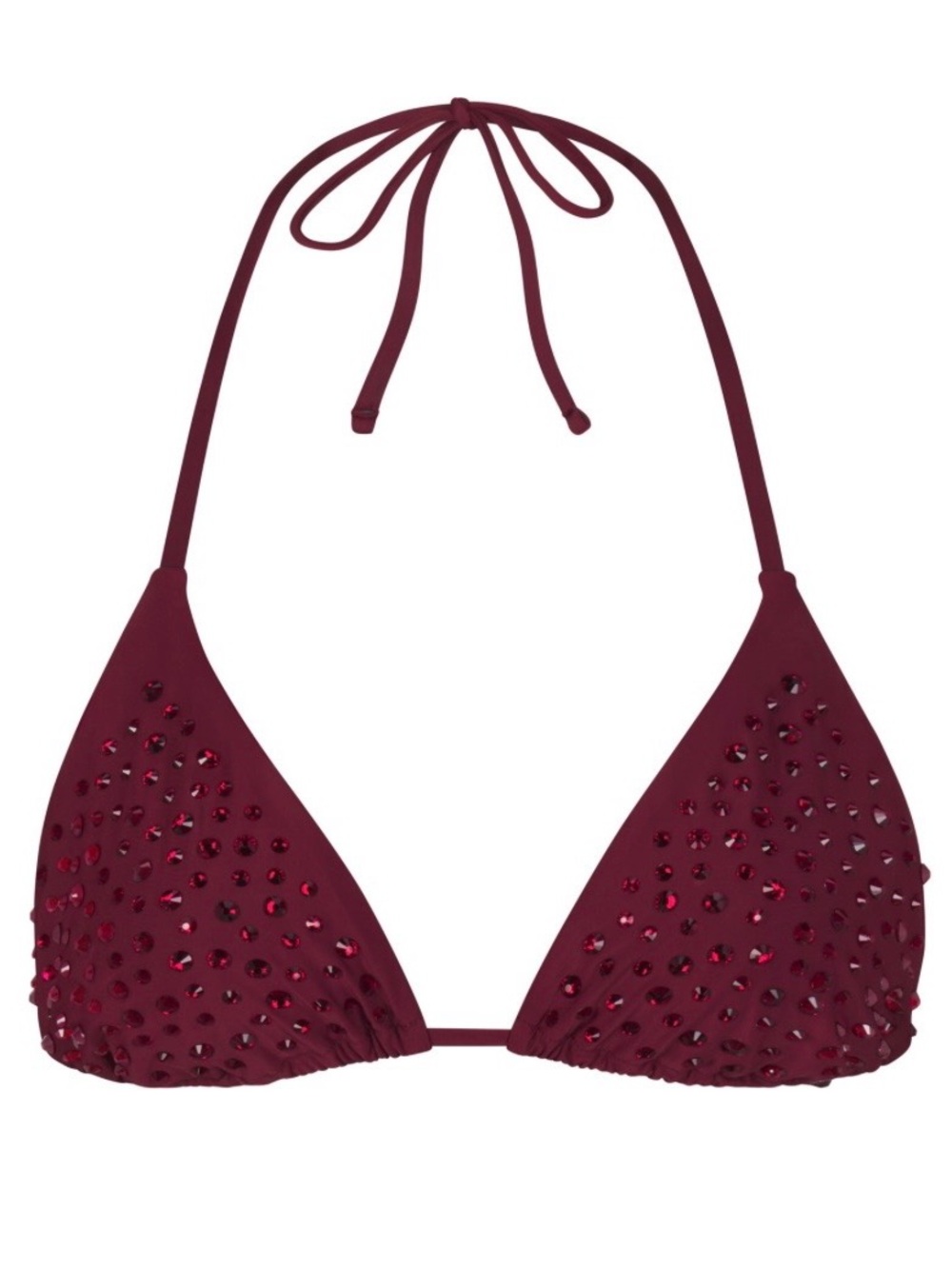 SKIMS Rhinestone Triangle Bikini Top in Wine